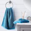 imageAmazon Basics Cotton Washcloths QuickDry 12quot x 12quot 12Pack WhiteLake Blue
