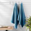 imageAmazon Basics Cotton Washcloths QuickDry 12quot x 12quot 12Pack WhiteLake Blue