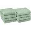 imageAmazon Basics Cotton Washcloths QuickDry 12quot x 12quot 12Pack WhiteSeafoam Green