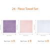 imageAmazon Basics Fast Drying Cotton Washcloths for Bathroom Machine Washable Soft and Absorbent 12 x 12 in White 60 PackPetal Pink  Lavender  White