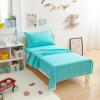 imageAmazon Basics Kids Soft EasyWash Lightweight Microfiber 4Piece Sheet Set Queen Unicorn and RainbowBright Aqua