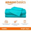 imageAmazon Basics Kids Soft EasyWash Lightweight Microfiber 4Piece Sheet Set Queen Unicorn and RainbowBright Aqua