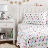 imageAmazon Basics Kids Soft EasyWash Lightweight Microfiber 4Piece Sheet Set Queen Unicorn and RainbowDinosaurs