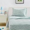 imageAmazon Basics Kids Soft EasyWash Lightweight Microfiber 4Piece Sheet Set Queen Unicorn and RainbowGreen Stripes