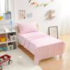 imageAmazon Basics Kids Soft EasyWash Lightweight Microfiber 4Piece Sheet Set Queen Unicorn and RainbowLight Pink