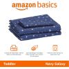 imageAmazon Basics Kids Soft EasyWash Lightweight Microfiber 4Piece Sheet Set Queen Unicorn and RainbowNavy Galaxy