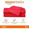 imageAmazon Basics Kids Soft EasyWash Lightweight Microfiber 4Piece Sheet Set Queen Unicorn and RainbowRed