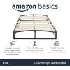 imageAmazon Basics Metal Platform Bed Frame with Wood Slat Support 6 Inches High Twin BlackFull