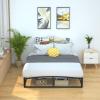 imageAmazon Basics Metal Platform Bed Frame with Wood Slat Support 6 Inches High Twin BlackFull