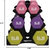 imageAmazon Basics Neoprene Dumbbell Hand Weights for Exercise and Muscle ToningRack with 3 Pairs 2  3  and 5 Pound