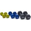 imageAmazon Basics Neoprene Dumbbell Hand Weights for Exercise and Muscle ToningRack with 3 Pairs 5  10  and 15 Pound