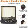 imageAmazon Basics Portable Suitcase Vinyl Turntable Record Player with Builtin Speakers and Bluetooth Supports 3Speed BlackSuitcase  Black