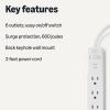 imageAmazon Basics Rectangle 6Outlet 600 Joule Surge Protector Power Strip 2ft Small White 2PackWhite