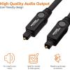 imageAmazon Basics Toslink Digital Optical Audio Cable MultiChannel for Audio System Sound Bar Home Theatre GoldPlated Connectors 6 Foot Black98 Feet