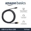 imageAmazon Basics USBA to Micro USB Charging Cable 480Mbps Transfer Speed with GoldPlated Plugs USB 20 10 Foot Black10 Feet