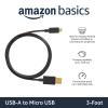 imageAmazon Basics USBA to Micro USB Charging Cable 480Mbps Transfer Speed with GoldPlated Plugs USB 20 10 Foot Black3 Feet