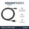 imageAmazon Basics USBA to Micro USB Charging Cable 480Mbps Transfer Speed with GoldPlated Plugs USB 20 10 Foot Black6 Feet