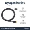imageAmazon Basics USBA to Micro USB Charging Cable 480Mbps Transfer Speed with GoldPlated Plugs USB 20 10 Foot Black6 Feet