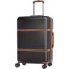 imageAmazon Basics 26inch Hardside Checked Luggage With Leather Detailing Hardshell Suitcase With Wheels Expandable Space With 8 Multidirectional Wheels ScratchResistant Surface BlackBlack