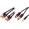 imageAmazon Basics 2Male to 2Male RCA Audio Stereo Subwoofer Cable  15 Feet ampamp 35mm to 2Male RCA Adapter Audio Stereo Cable  8 Feet