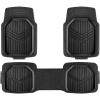 imageAmazon Basics 3Piece AllWeather Heavy Duty Full Set Rubber Floor Mats for Universal Fit in Cars SUVs and Trucks Black Trim to Customize3Piece