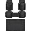 imageAmazon Basics 3Piece AllWeather Heavy Duty Full Set Rubber Floor Mats for Universal Fit in Cars SUVs and Trucks Black Trim to Customize4Piece