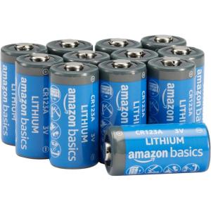 imageAmazon Basics 12Pack NonRechargeable CR123A Lithium Batteries 3 Volt Up to 10Year Shelf Life12 Count
