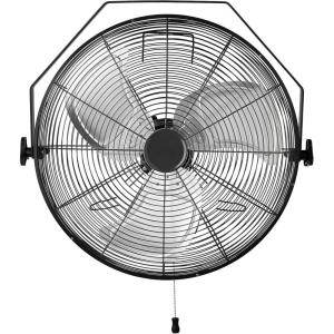 imageAmazon Basics 18quot Outdoor Misting Fan WallMounted Industrial Fan Waterproof IP44 With Tilt Head HeavyDuty Metal Blades Dual Ball Bearing Motor 3 Speeds Up to 1550 RPM and 3781 CFM BlackWall Mounted Fan