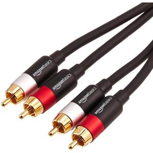 imageAmazon Basics 2 RCA Audio Cable for AmplifierActive Speakers or Subwoofer with GoldPlated Plugs 8 Feet BlackBlack