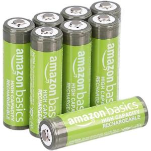 imageAmazon Basics 24Pack Rechargeable AA NiMH HighCapacity Batteries 2400 mAh 12V Recharge up to 400x Times PreCharged8 Count Pack of 1