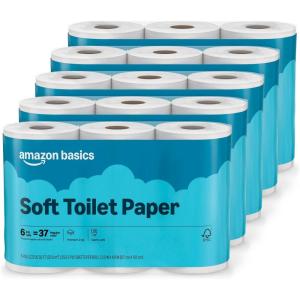 imageAmazon Basics 2Ply Soft Toilet Paper 30 Rolls 5 Packs of 6 Equivalent to 185 Regular Rolls Packaging May Vary350 sheet Pack of 30