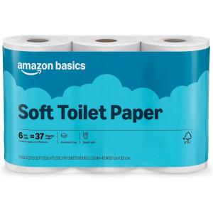 imageAmazon Basics 2Ply Soft Toilet Paper 30 Rolls 5 Packs of 6 Equivalent to 185 Regular Rolls Packaging May Vary350 sheet Pack of 6