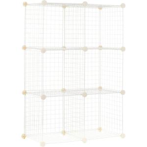 imageAmazon Basics 6 Cube Wire Grid Storage Shelves Stackable Cubes White 146quot D x 303quot W x 448quot HWhite