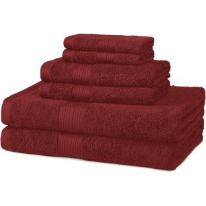imageAmazon Basics 6 Piece hand towels for bathroom Fade Resistant 100 Cotton Hand Towels soft absorbent bathroom hand towels 6  Pack 26x16 Navy BlueCrimson