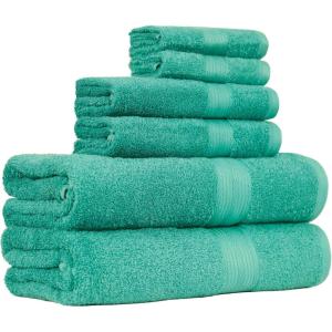imageAmazon Basics 6 Piece hand towels for bathroom Fade Resistant 100 Cotton Hand Towels soft absorbent bathroom hand towels 6  Pack 26x16 Navy BlueTeal