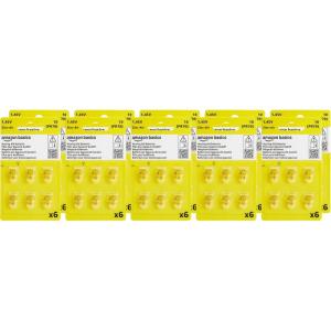 imageAmazon Basics 60Pack Hearing Aid Size 312 ZincAir Batteries 145 Volt Brown Tab 4Year Shelf Life ChildSafe Package Use Scissors to OpenSize 10