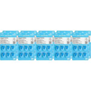 imageAmazon Basics 60Pack Hearing Aid Size 312 ZincAir Batteries 145 Volt Brown Tab 4Year Shelf Life ChildSafe Package Use Scissors to OpenSize 675