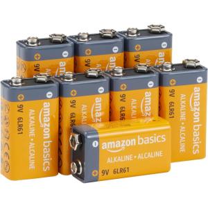 imageAmazon Basics 8Pack 9V Alkaline Batteries 5Year Shelf Life  for SmokeCO Detector Electronics ampamp Audio8Pack