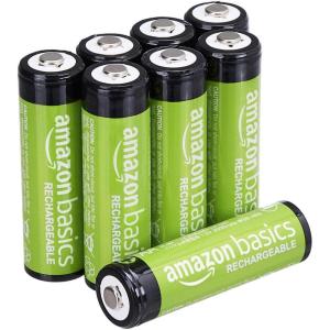 imageAmazon Basics 8Pack Rechargeable AA NiMH Batteries 2000 mAh 12V Recharge up to 1000x Times PreCharged8 Count Pack of 1