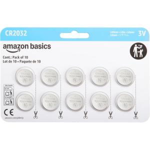 imageAmazon Basics CR2032 Lithium Batteries 10Pack ChildProof Package NonCoated  AirTag Compatible10 Count Pack of 1