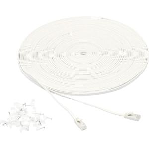 imageAmazon Basics Cat 6 Ethernet RJ45 10Gbps Flat Cable 100 ft OutdoorampampIndoor White Solid Patch Cord with Clips for Router Modem PS45 Xbox Gaming Computer Network for High Speed LAN InternetWhite