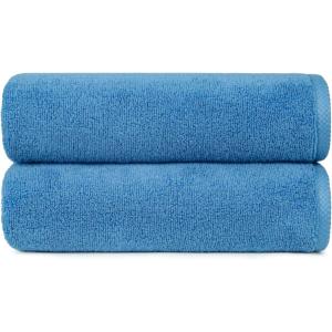 imageAmazon Basics Cotton Washcloths QuickDry 12quot x 12quot 12Pack WhiteLake Blue