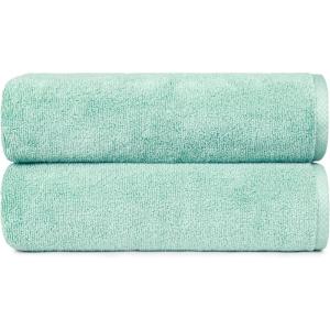 imageAmazon Basics Cotton Washcloths QuickDry 12quot x 12quot 12Pack WhiteSeafoam Green