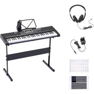 imageAmazon Basics Electric Keyboard Piano with 61 Keys Builtin Speakers Songs for Learning BlackFor Learning