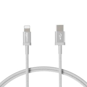 imageAmazon Basics Fast Charging USBC to Lightning iPhone Charger Cable Nylon Braided Cord MFi Certified Compatible Charger for Apple iPhone 14 13 12 11 X Xs Pro Pro Max Plus iPad 6 feet Dark GraySilver
