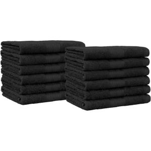 imageAmazon Basics Fast Drying Cotton Washcloths for Bathroom Machine Washable Soft and Absorbent 12 x 12 in White 60 PackBlack