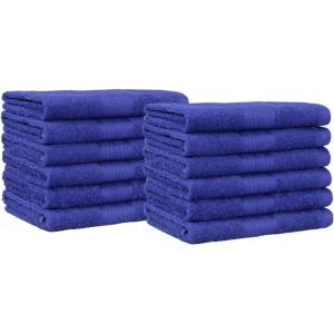 imageAmazon Basics Fast Drying Cotton Washcloths for Bathroom Machine Washable Soft and Absorbent 12 x 12 in White 60 PackNavy Blue