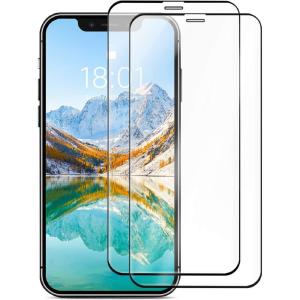 imageAmazon Basics FullCoverage Tempered Glass Screen Protector for iPhone XR1161 Inch 563quot x 268quot 2packXR11