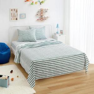 imageAmazon Basics Kids Soft EasyWash Lightweight Microfiber 4Piece Sheet Set Queen Unicorn and RainbowGreen Strip