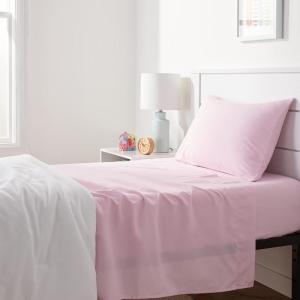 imageAmazon Basics Kids Soft EasyWash Lightweight Microfiber 4Piece Sheet Set Queen Unicorn and RainbowLight Pink
